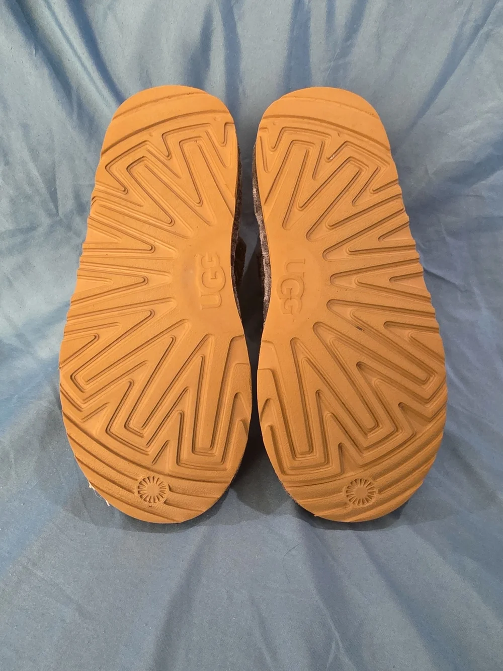 UGG Kids Plush Ankle Slippers - Blue with Tan Sole